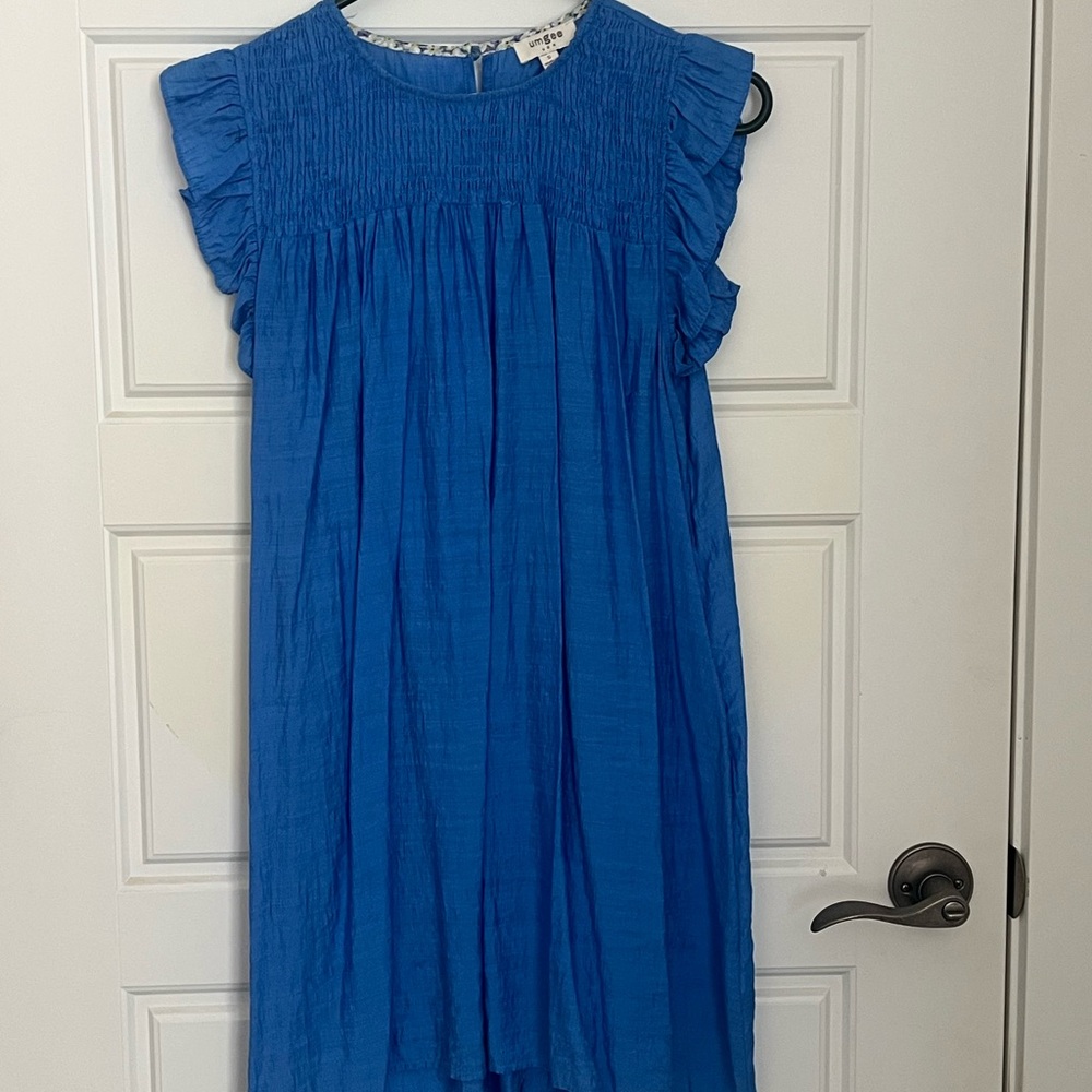 Umgee Vibrant Blue Women’s Dress with Ruffle Sleeves